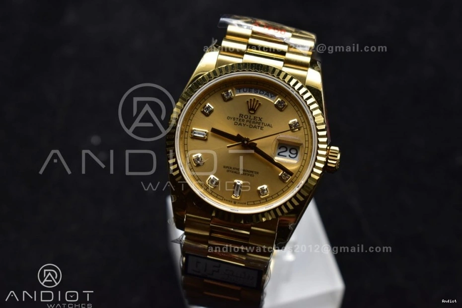 (Gain with Dial YG Gold Steel Square V5 Best vr3255 Edition 36 904L Weight) President QF Bracelet DayDate Diamond on 0225